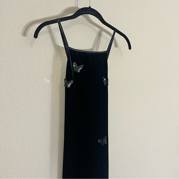 City Triangles Y2K black velvet beaded butterfly maxi dress whimsigoth fairy XS - Picture 4 of 10